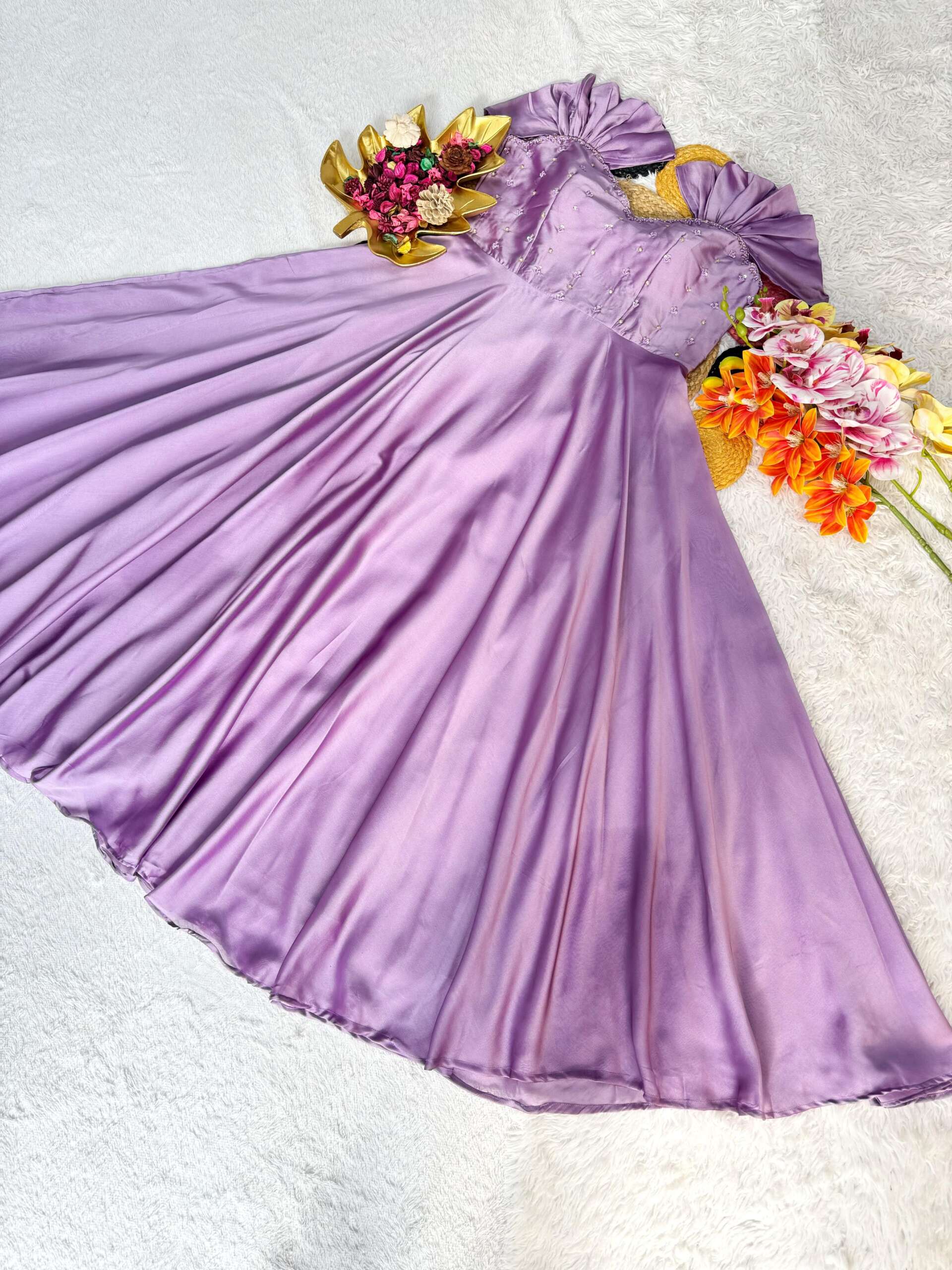Pm6/pm6:Maggam work Rangoli Silk frock