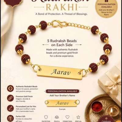 Rudraksh Rakhi with permanent name engrave