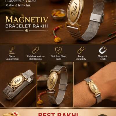 Magnetic Bracelet Rakhi( watch type)