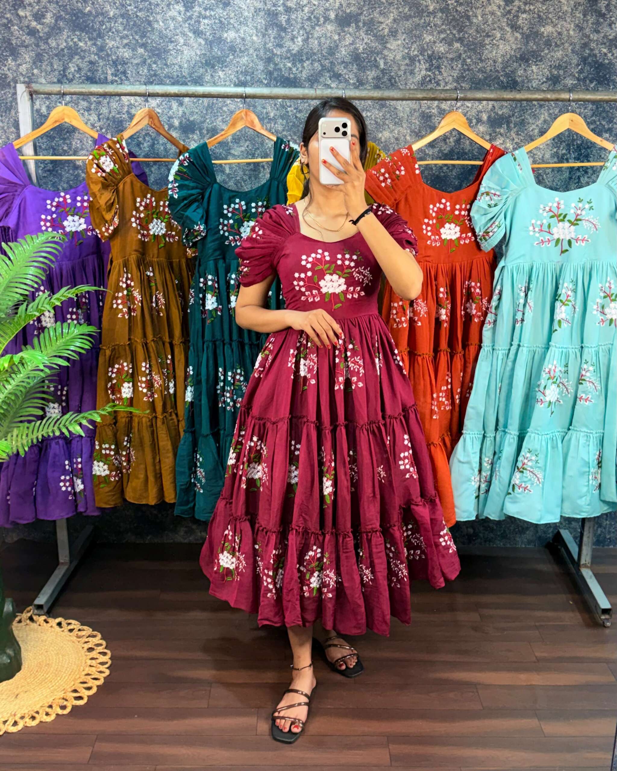 Pm11:South mul cotton embroidery frock