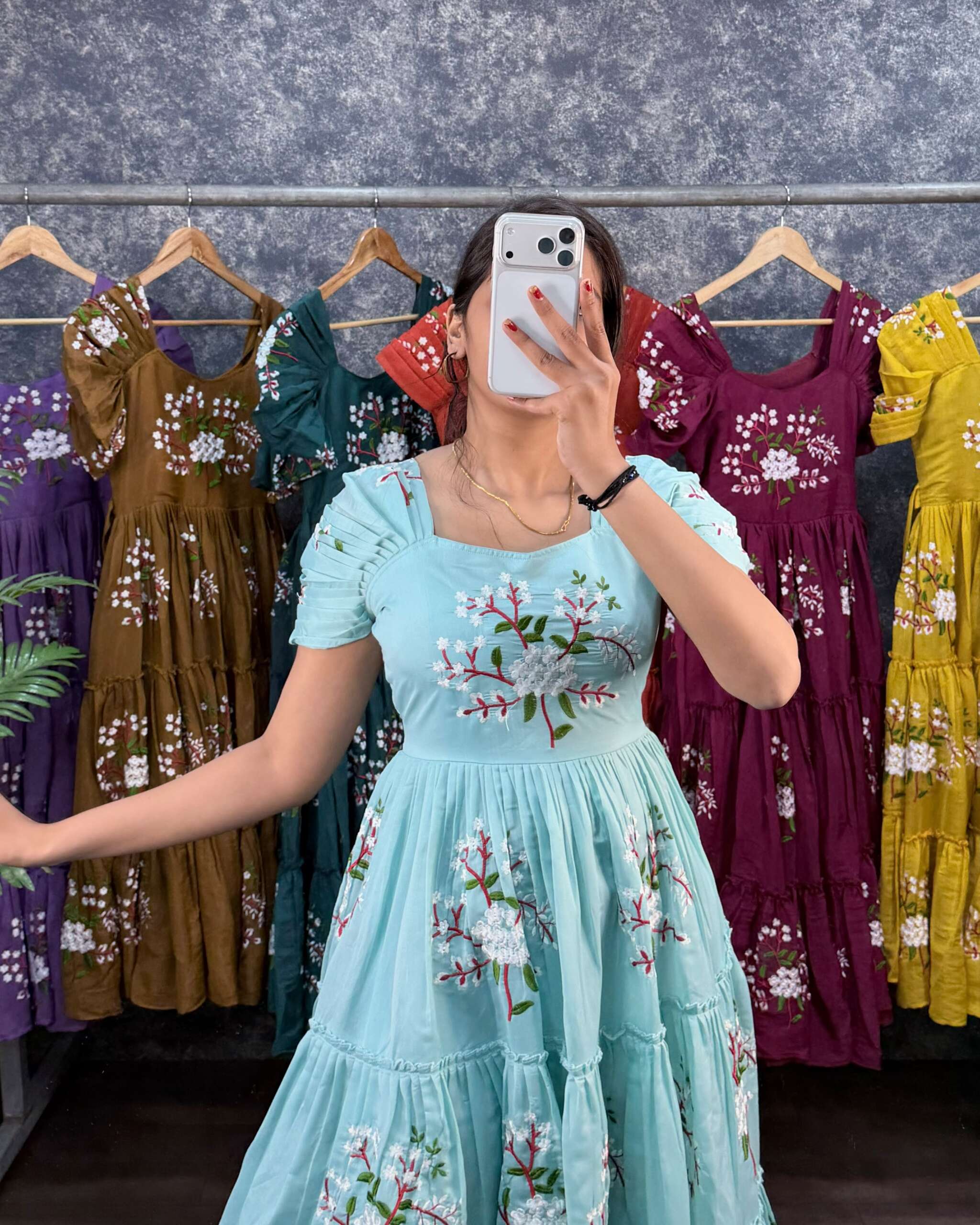 Pm11:South mul cotton embroidery frock