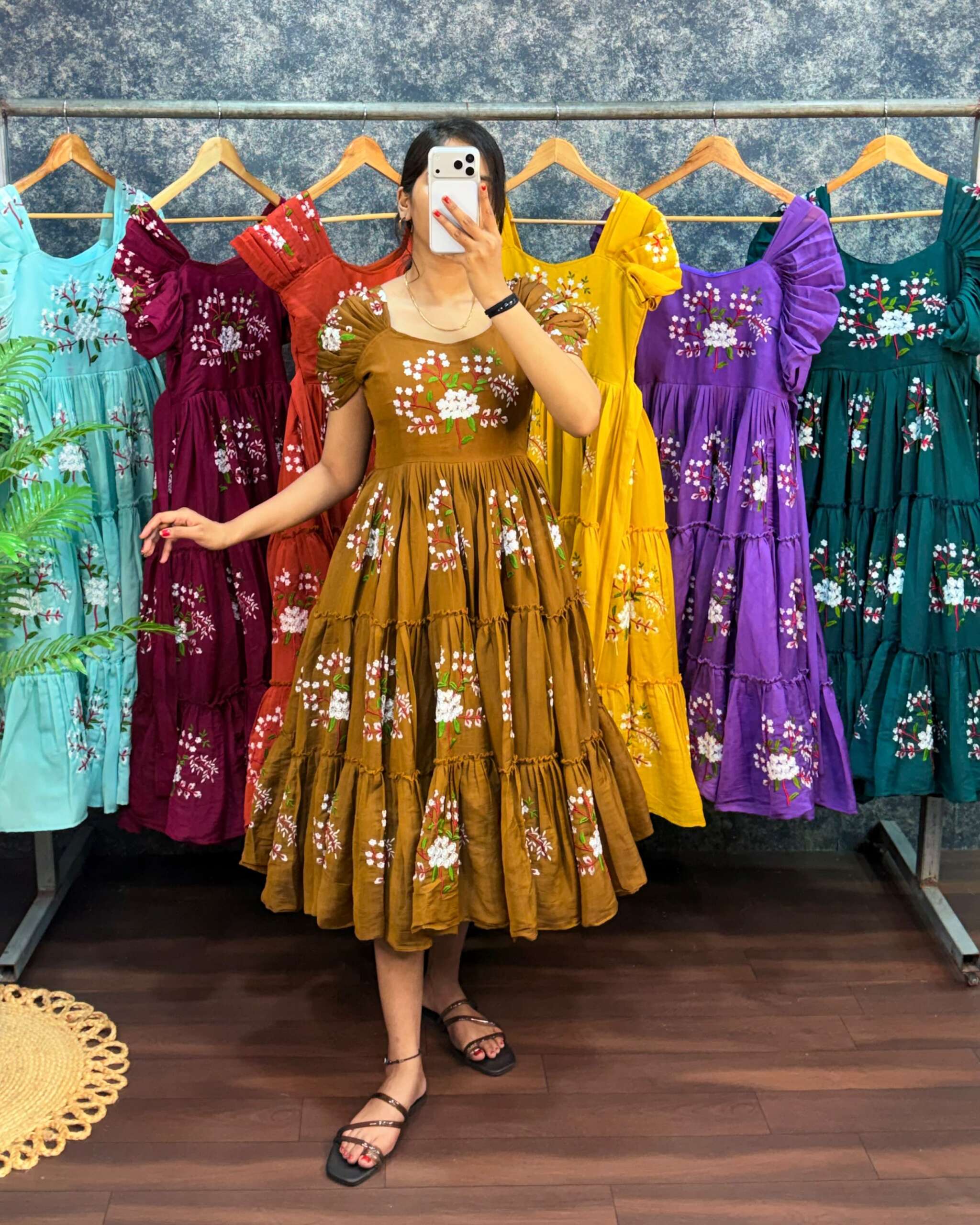 Pm11:South mul cotton embroidery frock