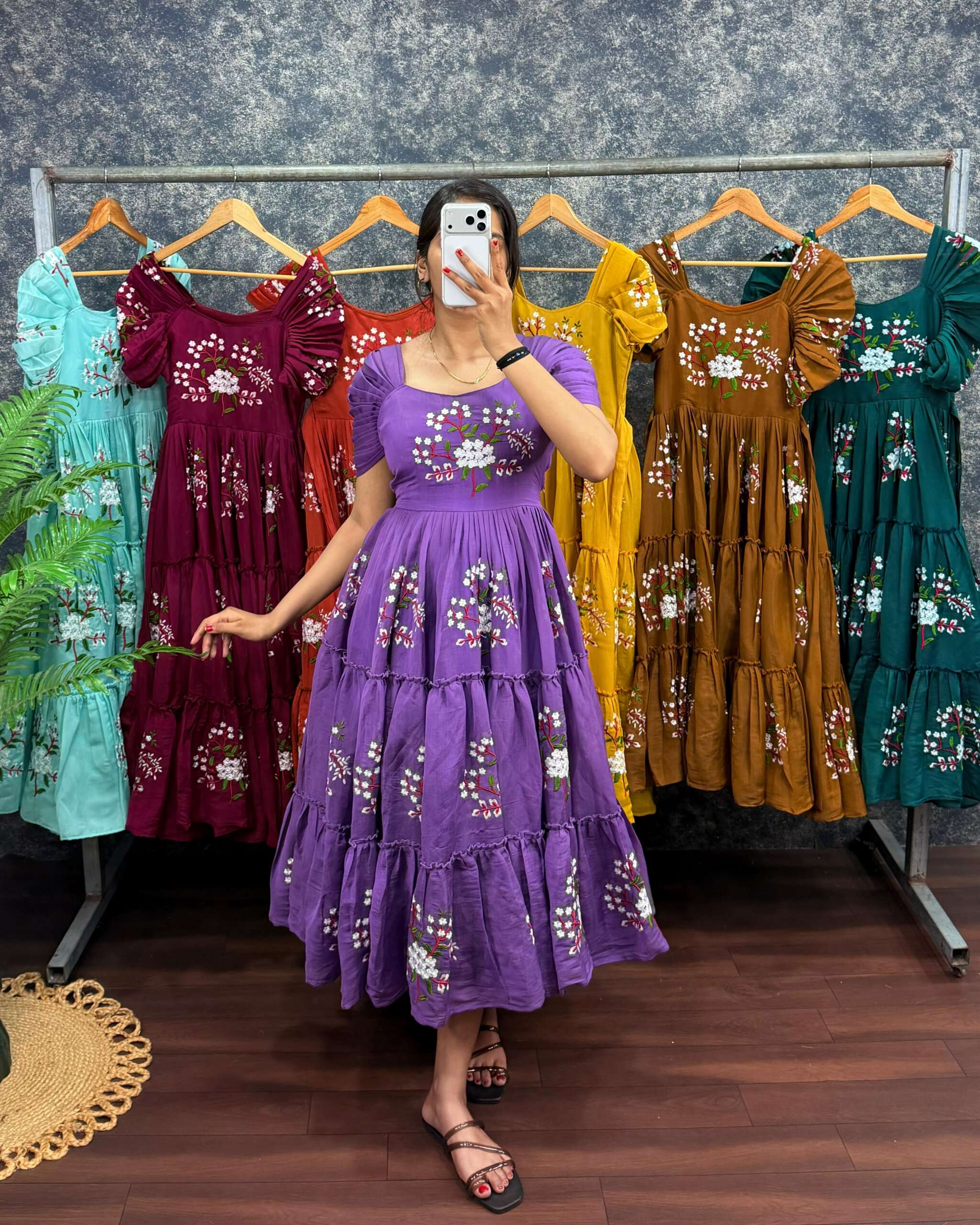 Pm11:South mul cotton embroidery frock
