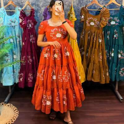 Pm11:South mul cotton embroidery frock