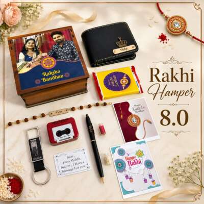 Personalized wooden box Tape recorder Rakshabhandan combo