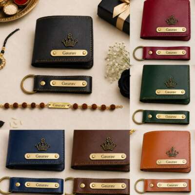Wallet combo with rudraksha rakhi