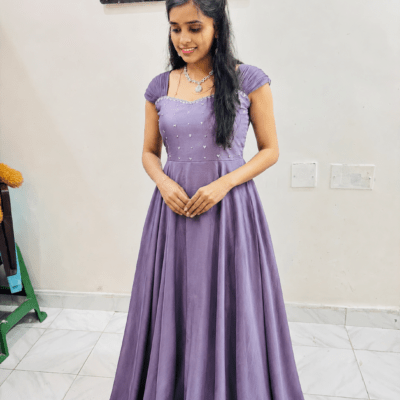 Pm6/pm6:Maggam work Rangoli Silk frock