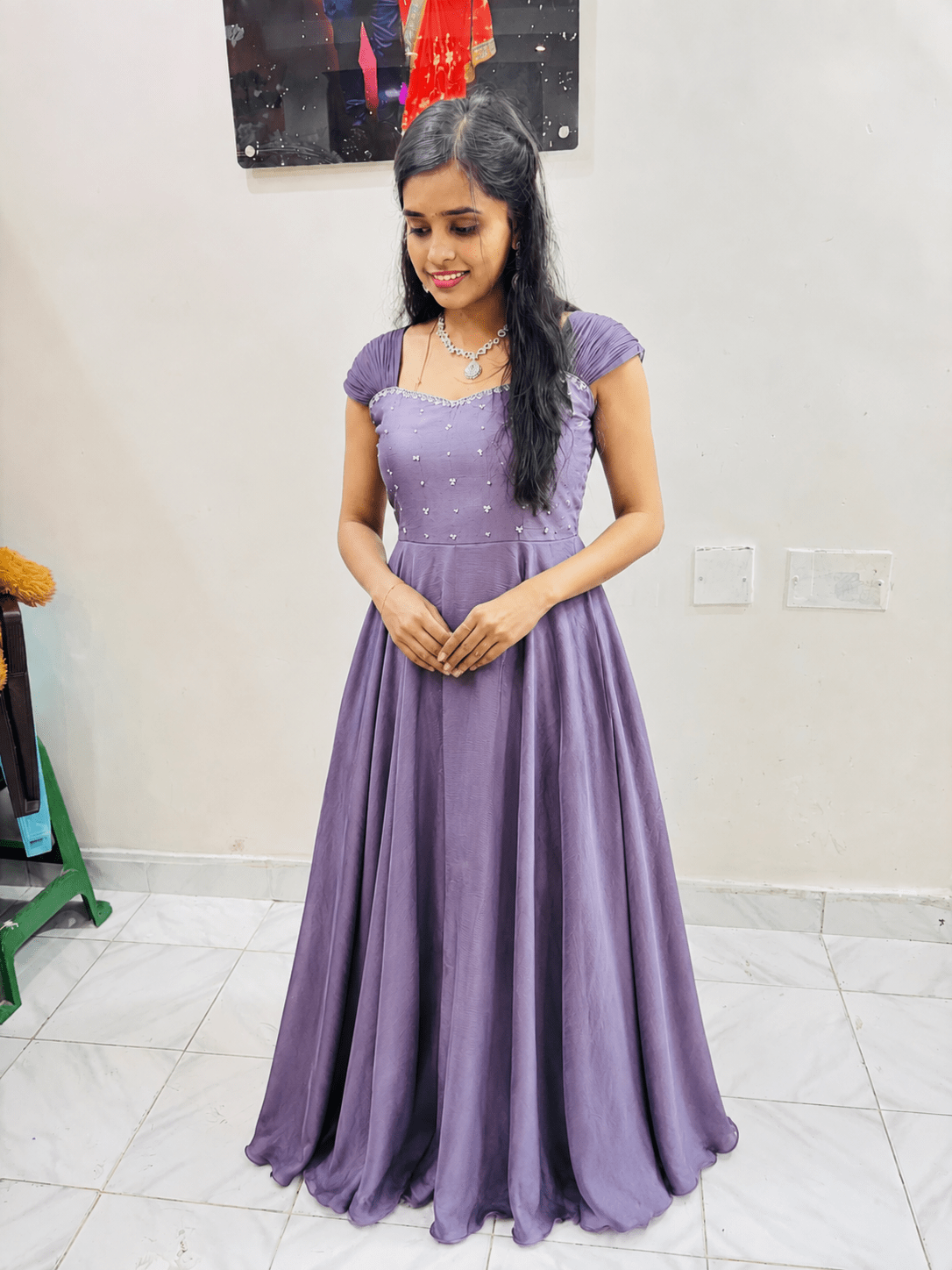 Pm6/pm6:Maggam work Rangoli Silk frock