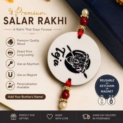 Premium quality Salar Rakhi direct print on wood with magnet / keychain