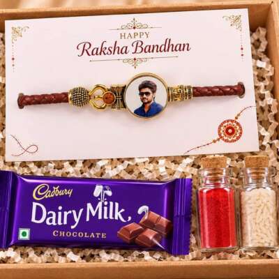 Leather Om bracelet hamper