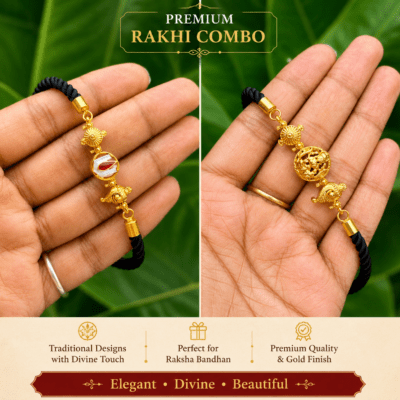 Premium Traditional Rakhi Combo – Gold Finish