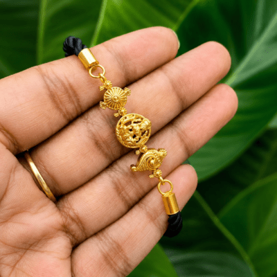 Traditional Gold Finish Lakshmi Rakhi
