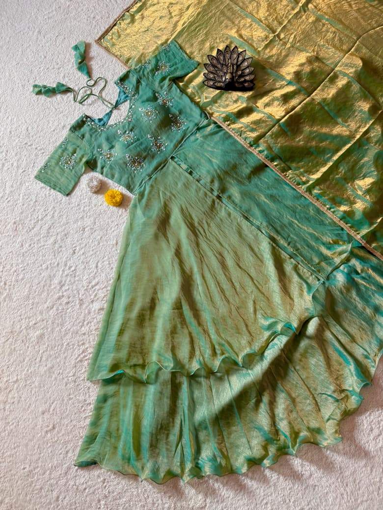 Premium Space silk Maggam work lehenga : Pooja 11