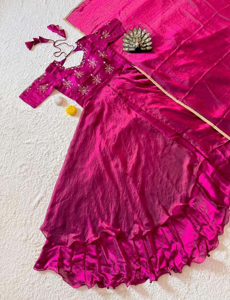 Premium Space silk Maggam work lehenga : Pooja 11