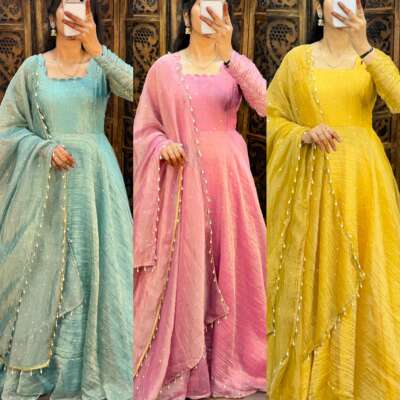 Pooja13:Premium South Salsa gown with Dupatta