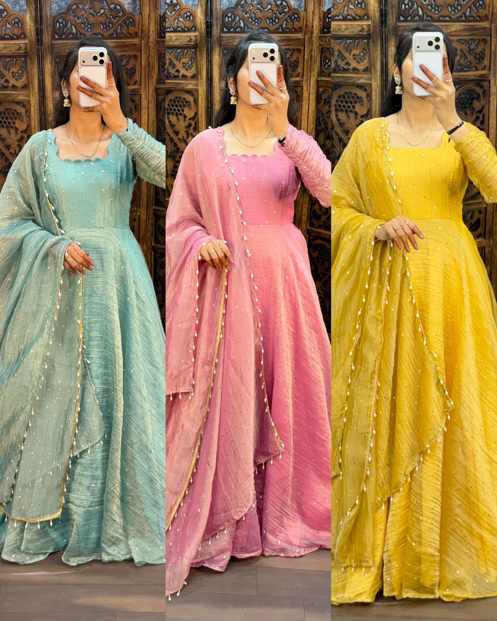 Pooja13:Premium South Salsa gown with Dupatta