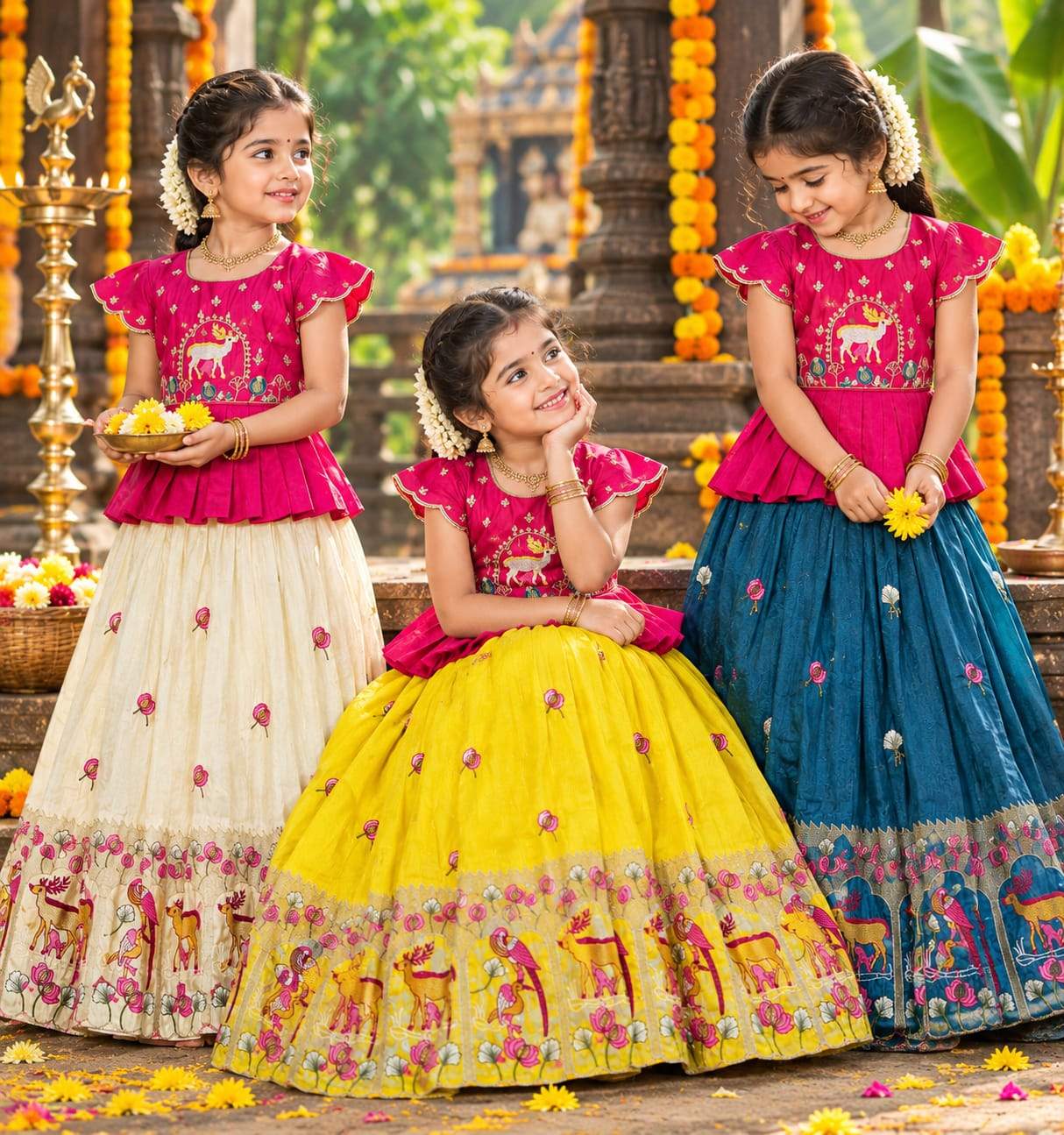 Pooja14:Pure Viscose tissue lehenga