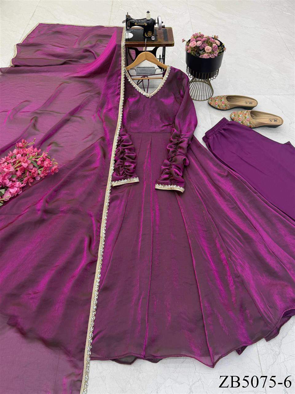 Pooja16:Fendy silk gown