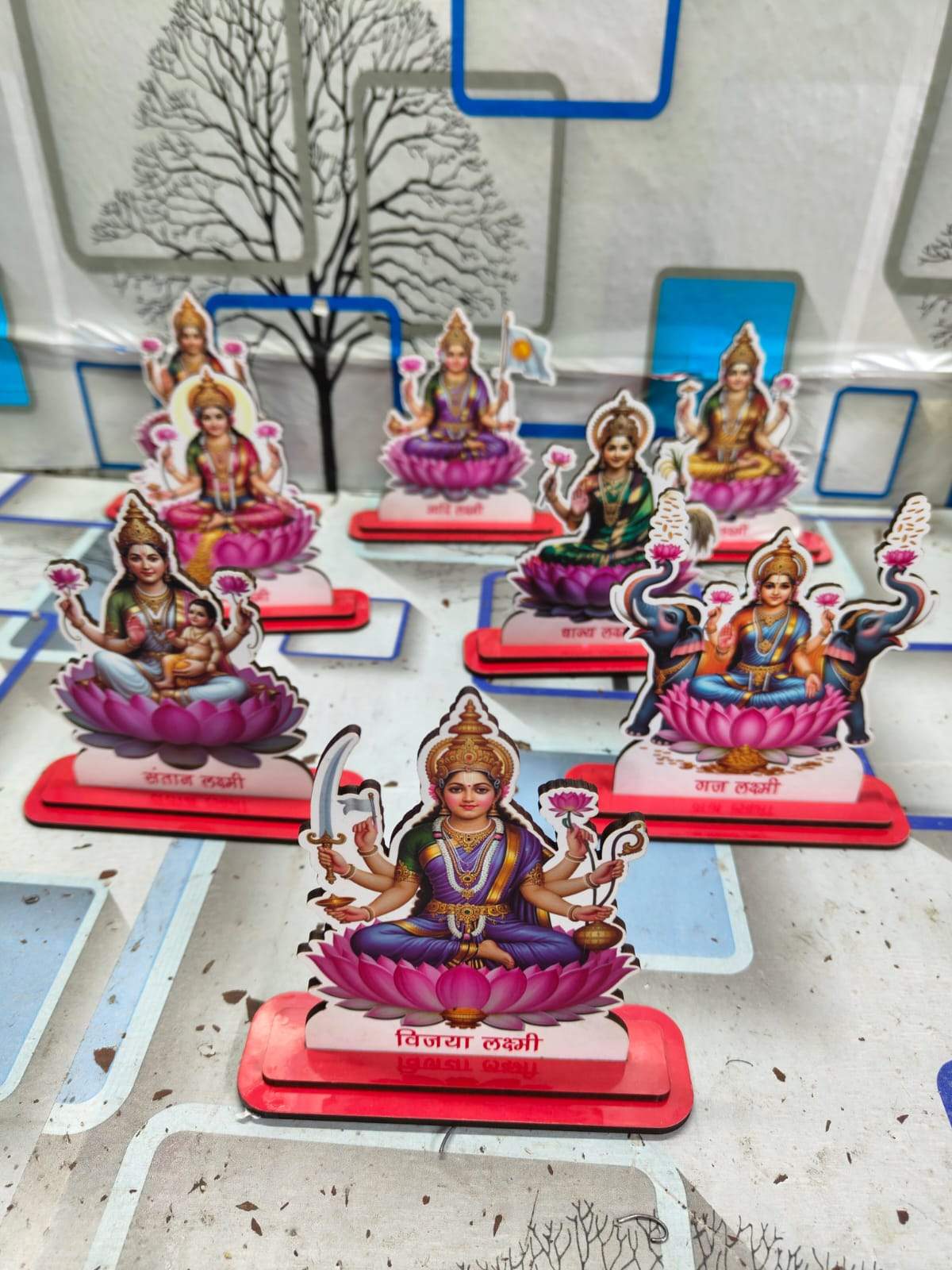 Set of 8 Ashta Lakshmi MDF Stand Figures - Image 2