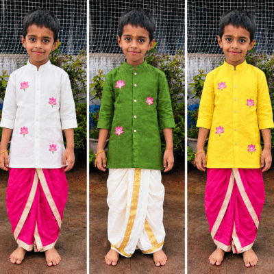 Pooja23:lotus dhoti set