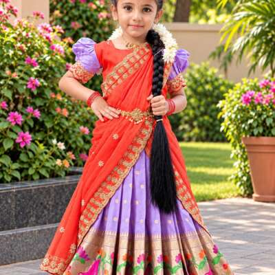 Pooja28:Paithani kids lehenga